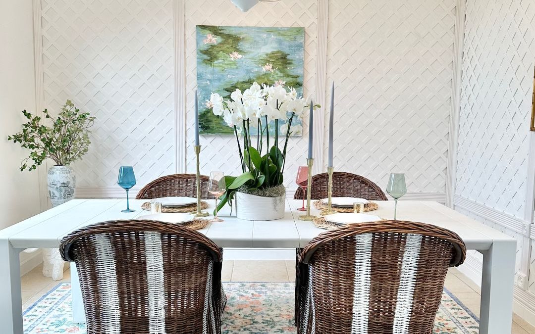 Selling Our Florida House: Making Over the Lattice Room for Buyers | Coastal Grandmillennial Dining Room Style